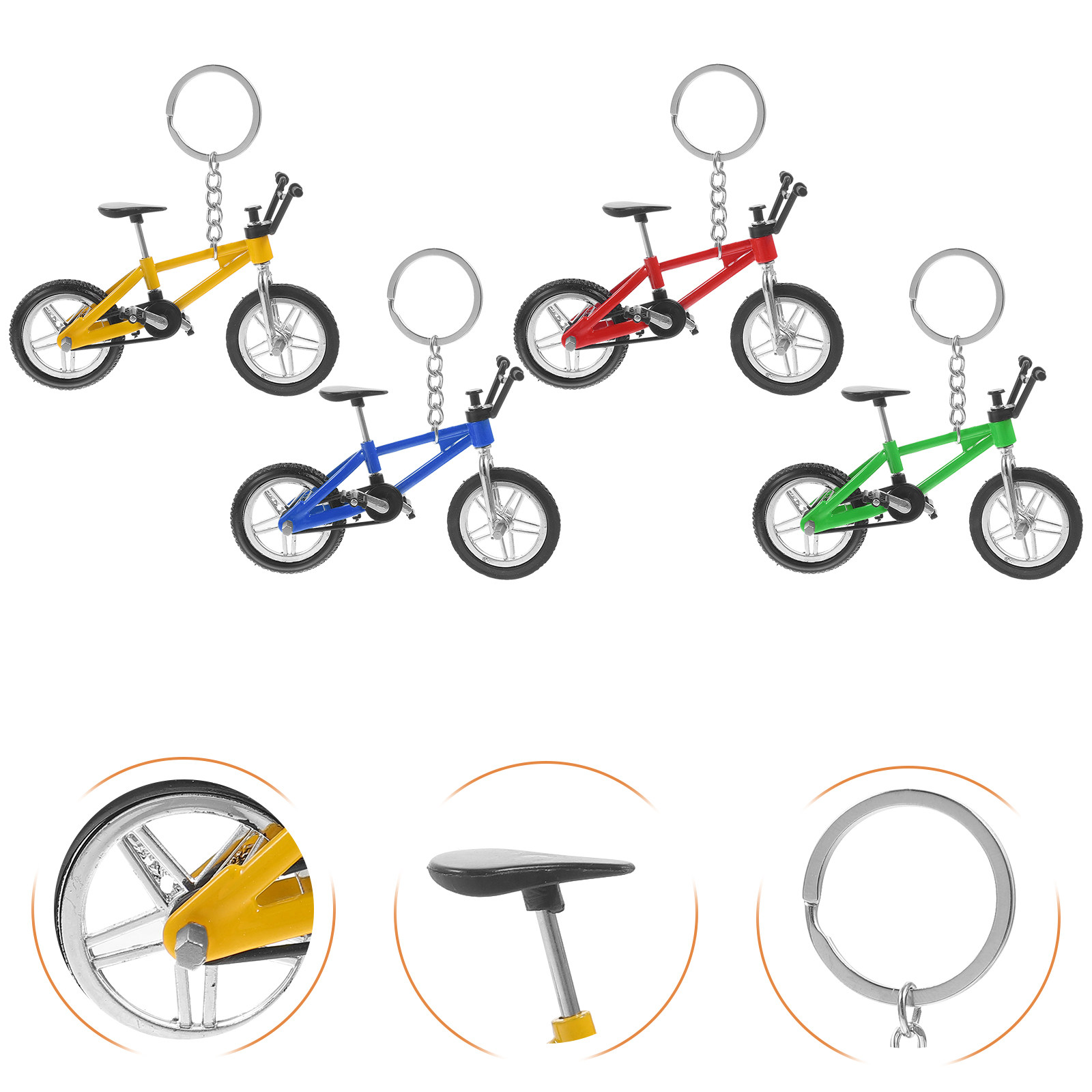 Mountain Biking Gifts - 4Pcs Finger Mountain Bike Keychain Alloy