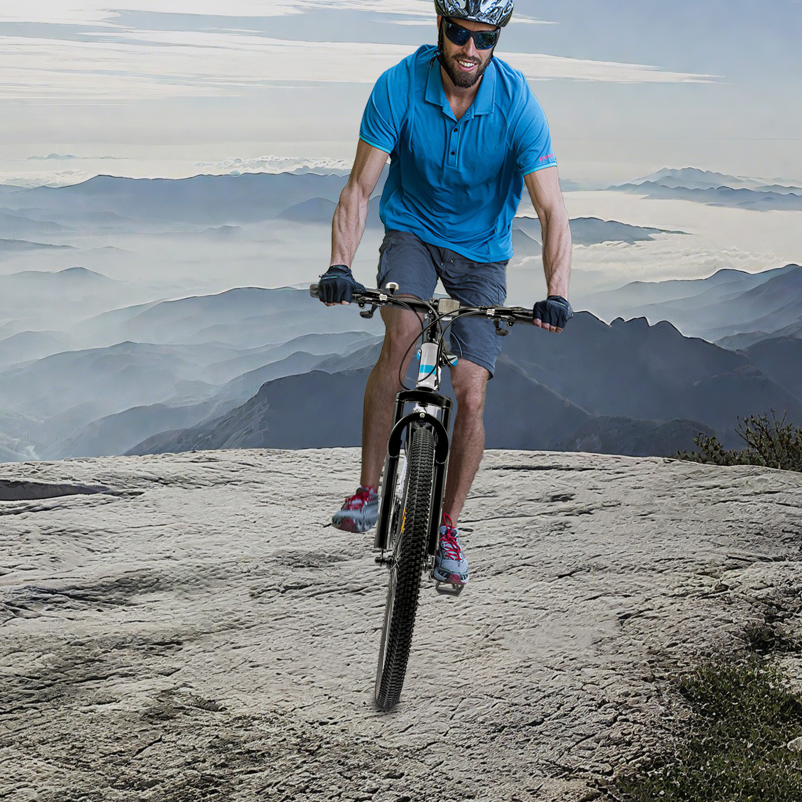 Blue&White Mountain Bike With  - Mountain Biking Accessories avis et prix